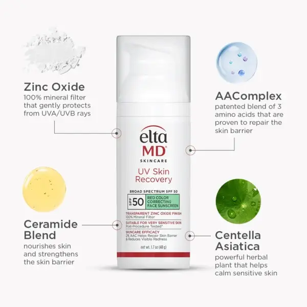 EltaMD UV Skin Recovery Red Color Correcting Green Tint Broad Spectrum SPF 50 (1.7 oz green tint) - Image 2